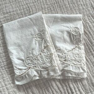 Vintage Embroidered Curtains White